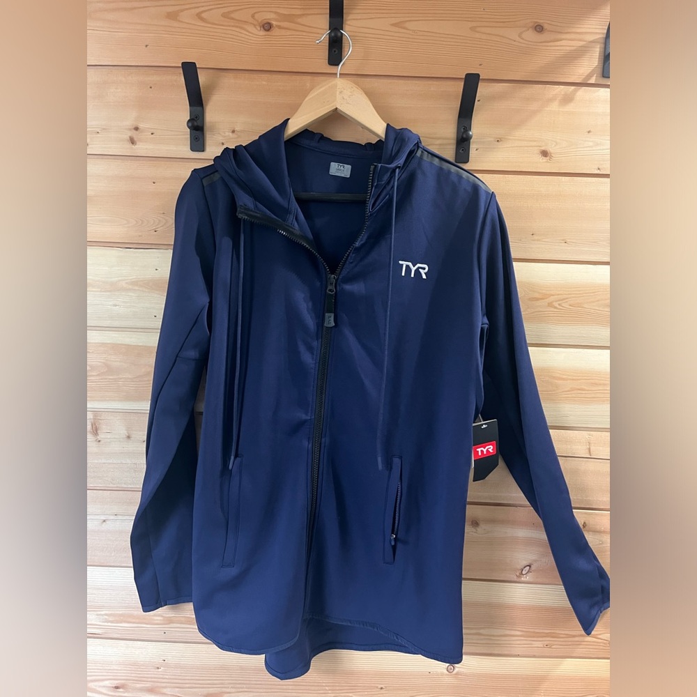 TYR Swim Women’s Hooded Team Jacket Navy Size Large NWT